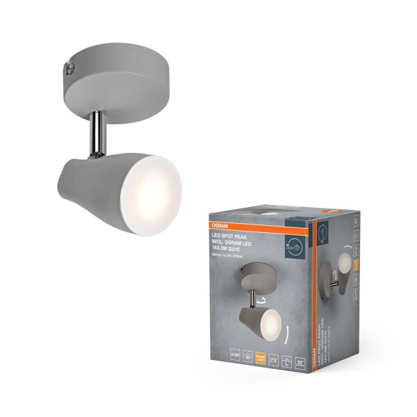 LED Deckenspot schwenkbar Grau Metall GU10 L:11cm OSRAM