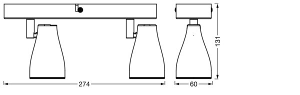 LED Deckenspot schwenkbar Weiß Metall GU10 L:27cm OSRAM
