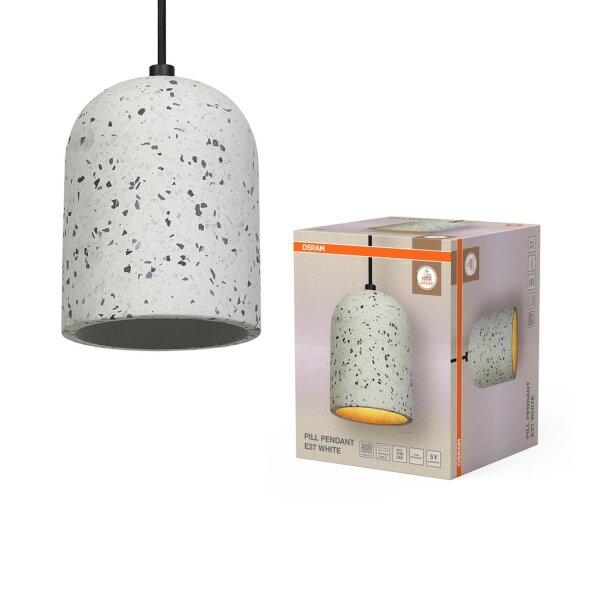 Pendelleuchte Schwarz Terrazzo Weiß E27 Ø15 cm OSRAM