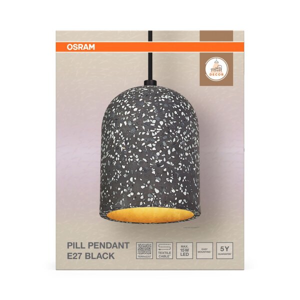 Hängelampe Schwarz Terrazzo E27 Ø15 cm modern OSRAM