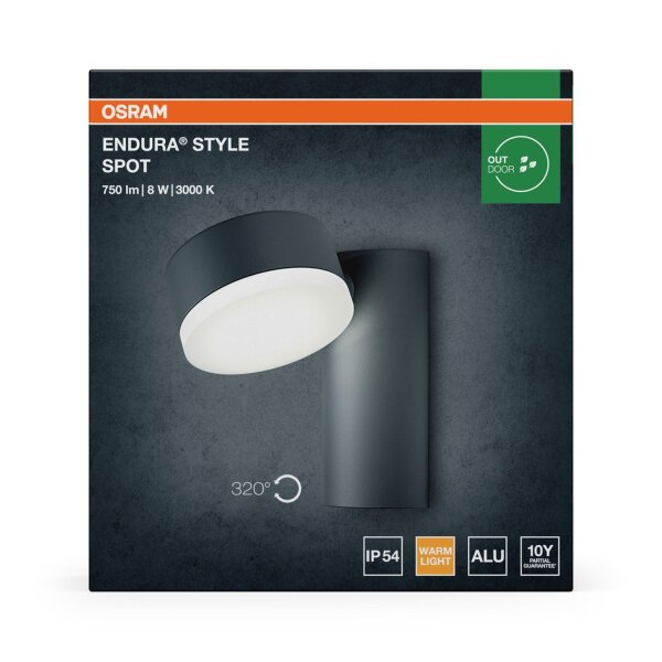 LED Wandstrahler schwenkbar Alu 3000 K H:14 cm OSRAM
