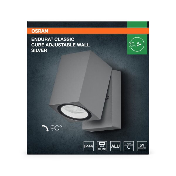 Wandstrahler schwenkbar Silber Alu IP44 GU10 OSRAM