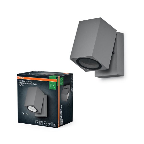 Wandstrahler schwenkbar Silber Alu IP44 GU10 OSRAM