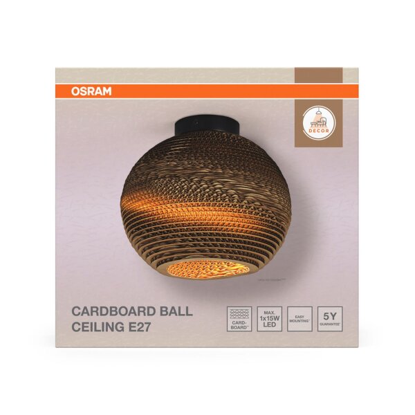 Deckenleuchte Karton E27 Metall B:26 cm rund OSRAM