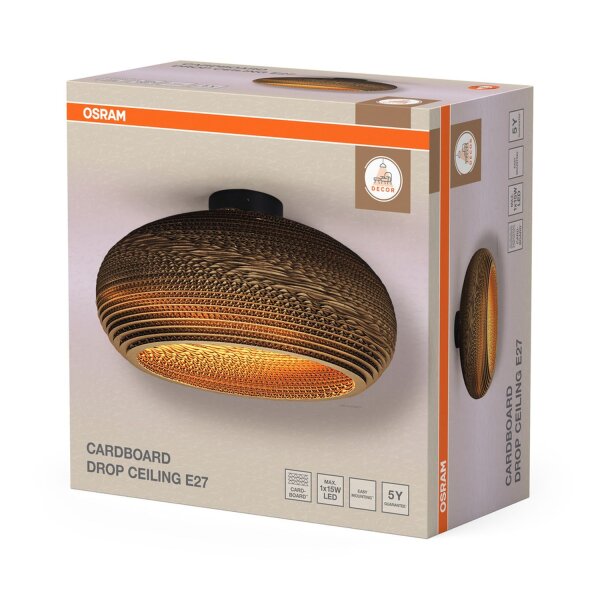 Deckenleuchte Karton Braun E27 Metall B:40 cm OSRAM