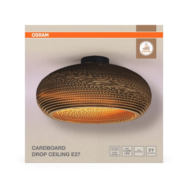 Deckenleuchte Karton Braun E27 Metall B:40 cm OSRAM