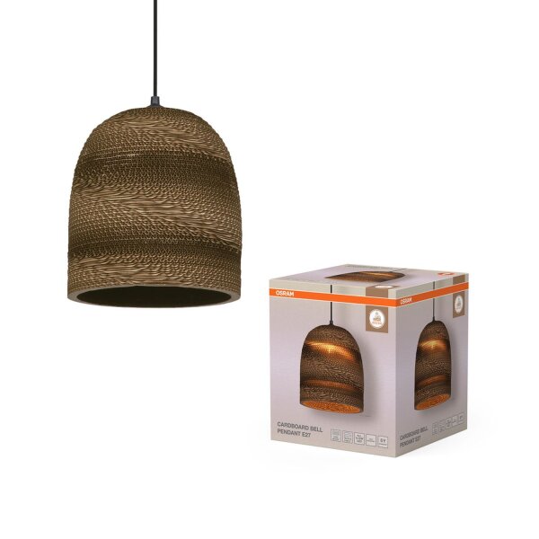 Pendelleuchte Karton E27 Braun Stahl L:25 cm OSRAM