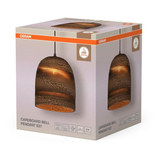 Pendelleuchte Karton E27 Braun Stahl L:25 cm OSRAM