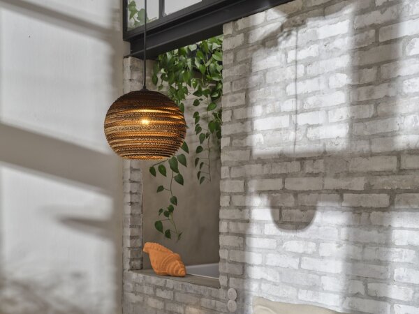 Hängelampe Karton E27 Braun Stahl L:26 cm OSRAM