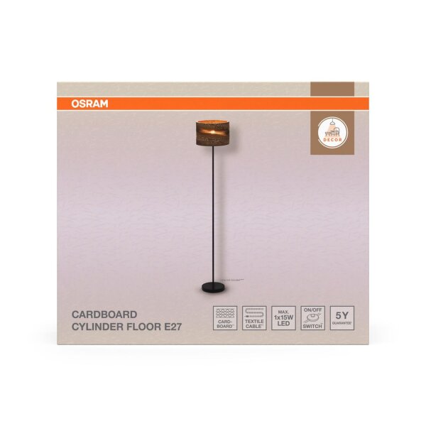 Stehlampe Karton E27 Braun Schwarz H:160 cm OSRAM