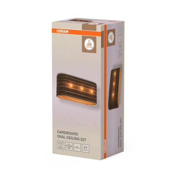 Wandleuchte Karton E27 Braun Stahl L:60 cm OSRAM