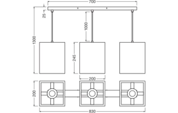 Pendelleuchte 3-flammig E27 Stahl L:83 cm OSRAM