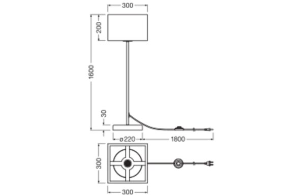 Stehleuchte Karton E27 Schwarz Braun H:160 cm OSRAM
