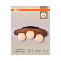 Deckenleuchte Weiß Glas Holz Metall B:50 cm G9 OSRAM
