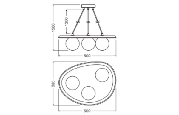 Hängelampe Glas Holz Metall G9 L:50 cm Esstisch OSRAM