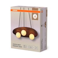 H&auml;ngelampe Glas Holz Metall G9 L:50 cm Esstisch OSRAM