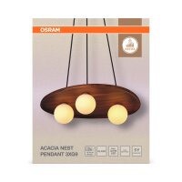 Hängelampe Glas Holz Metall G9 L:50 cm Esstisch OSRAM