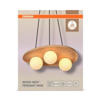 Hängelampe Weiß Holz Glas G9 L:50 cm modern OSRAM