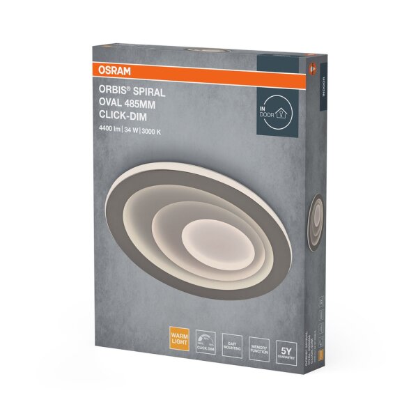 LED Deckenleuchte Click-DIM Grau 3000K L:38,5cm OSRAM