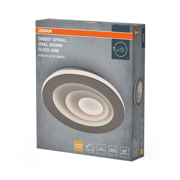 LED Deckenleuchte Click-DIM Metall Grau 3000K OSRAM