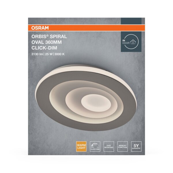 LED Deckenleuchte Click-DIM Metall Grau 3000K OSRAM