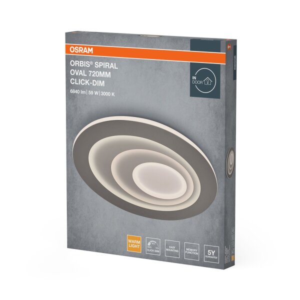 LED Deckenlampe Click-DIM Grau Metall 3000K L58cm OSRAM
