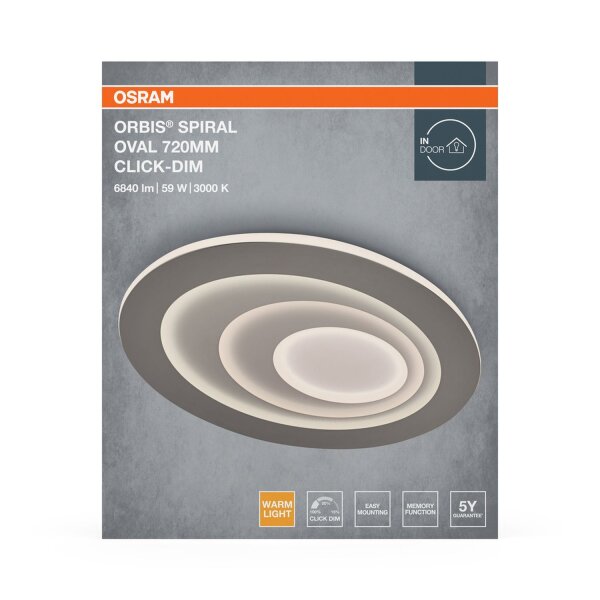 LED Deckenlampe Click-DIM Grau Metall 3000K L58cm OSRAM