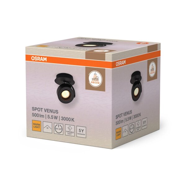 LED Deckenspot Schwarz Metall 3000 K B:12,5 cm OSRAM