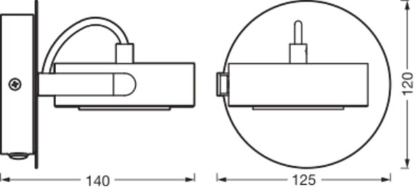 LED Deckenspot Schwarz Metall 3000 K B:12,5 cm OSRAM