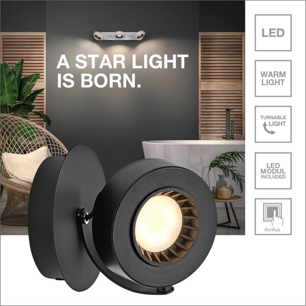 LED Deckenspot Schwarz Metall 3000 K B:12,5 cm OSRAM