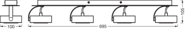 LED Deckenstrahler Weiß Stahl 3000 K L:69,5 cm OSRAM