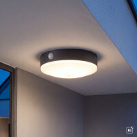 LED Solar Deckenleuchte Sensor Schwarz Alu 3000K IP44