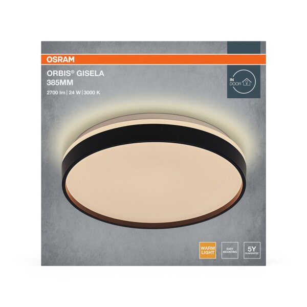LED Deckenleuchte Schwarz Metall 3000K Ø38,5cm OSRAM