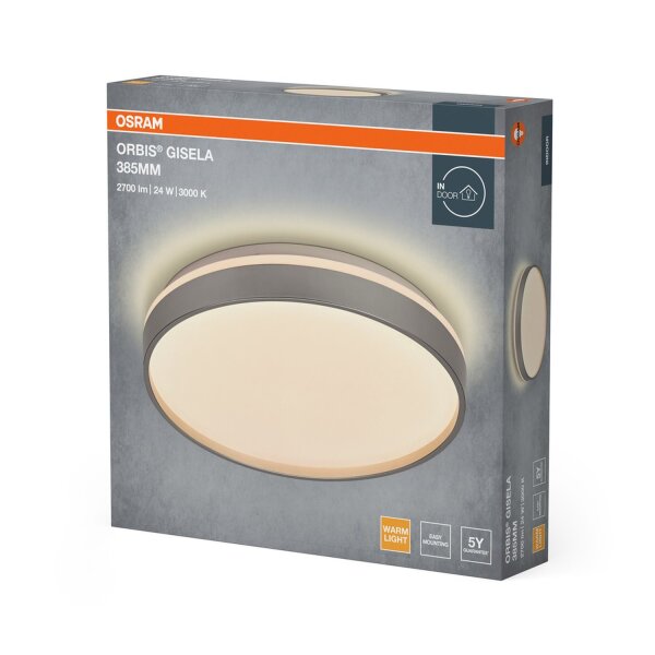 LED Deckenlampe Silber Metall 3000K rund Ø38,5cm OSRAM