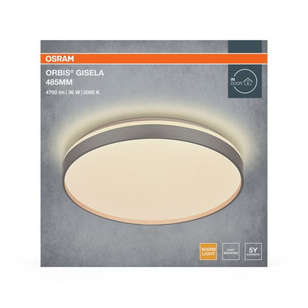 LED Deckenlampe Silber Metall 3000K Ø48,5cm rund OSRAM