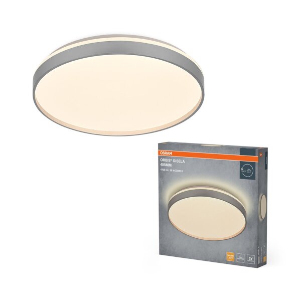 LED Deckenlampe Silber Metall 3000K Ø48,5cm rund OSRAM