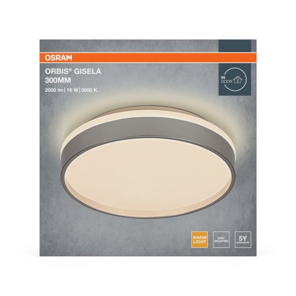 LED Deckenleuchte Silber Metall 3000K rund Ø30cm OSRAM