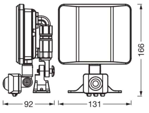 LED Außenstrahler Sensor Alu Schwarz 4000 K IP44 OSRAM