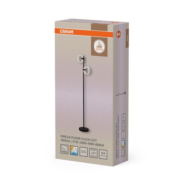 LED Stehleuchte Metall CCT Schwarz H:152,5 cm OSRAM