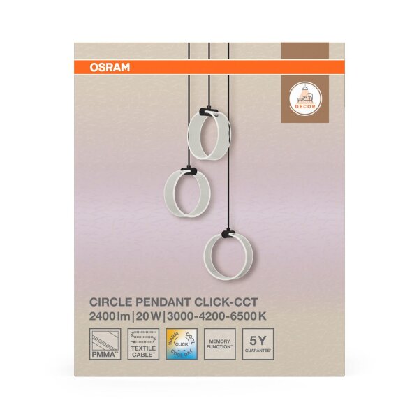LED Hängelampe CCT 3-flammig Schwarz L:28 cm OSRAM