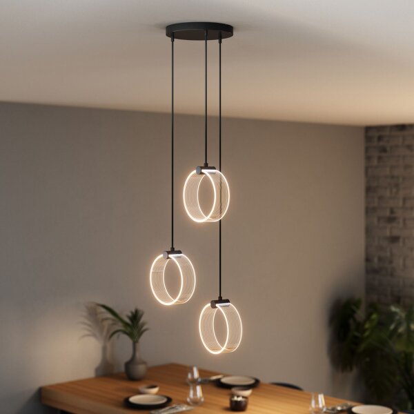 LED Hängelampe CCT 3-flammig Schwarz L:28 cm OSRAM