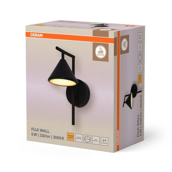 LED Wandleuchte Schwarz 3000 K B:12 cm Metall OSRAM