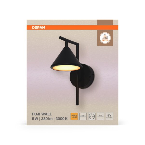 LED Wandleuchte Schwarz 3000 K B:12 cm Metall OSRAM