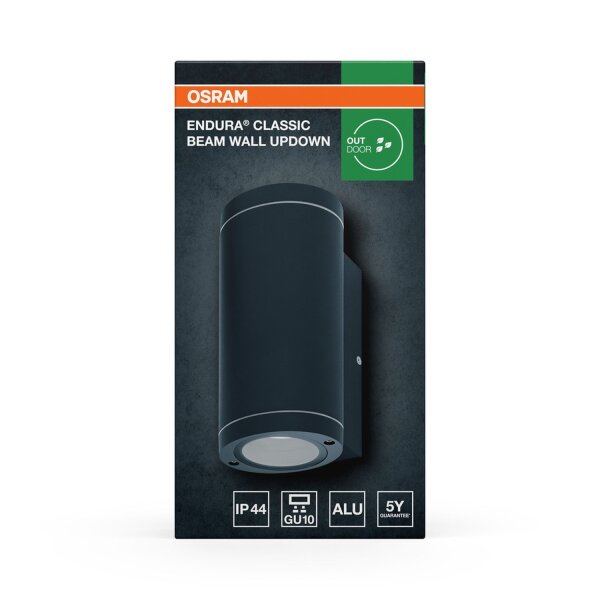 Wandlampe Up Down Alu IP44 GU10 H:20 cm modern OSRAM