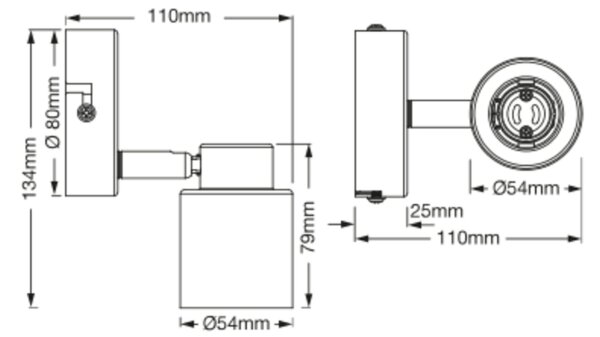 Strahler schwenkbar flexibel Schwarz Metall GU10 OSRAM