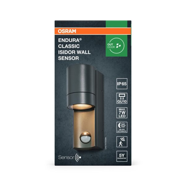Wandleuchte Sensor Dunkelgrau Aluminium IP65 GU10 OSRAM