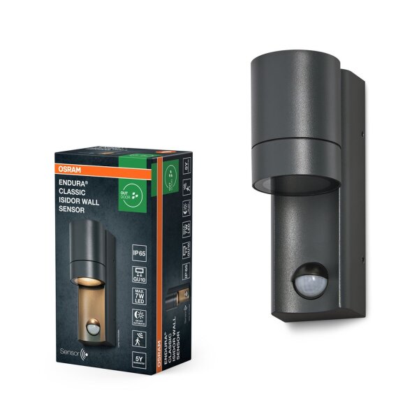 Wandleuchte Sensor Dunkelgrau Aluminium IP65 GU10 OSRAM