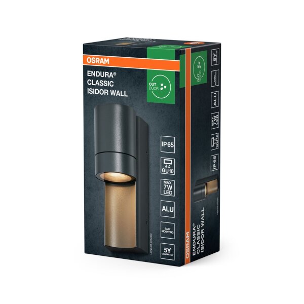 Wandlampe Dunkelgrau Aluminium IP65 GU10 L:17 cm OSRAM