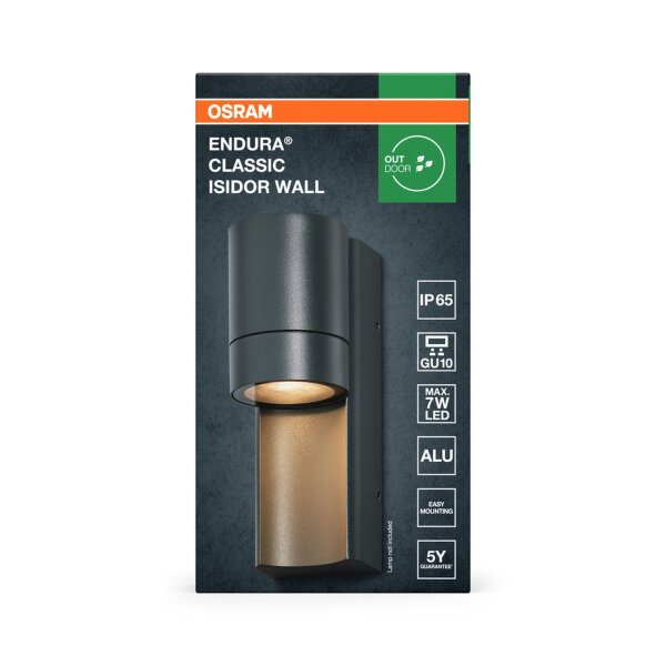 Wandlampe Dunkelgrau Aluminium IP65 GU10 L:17 cm OSRAM