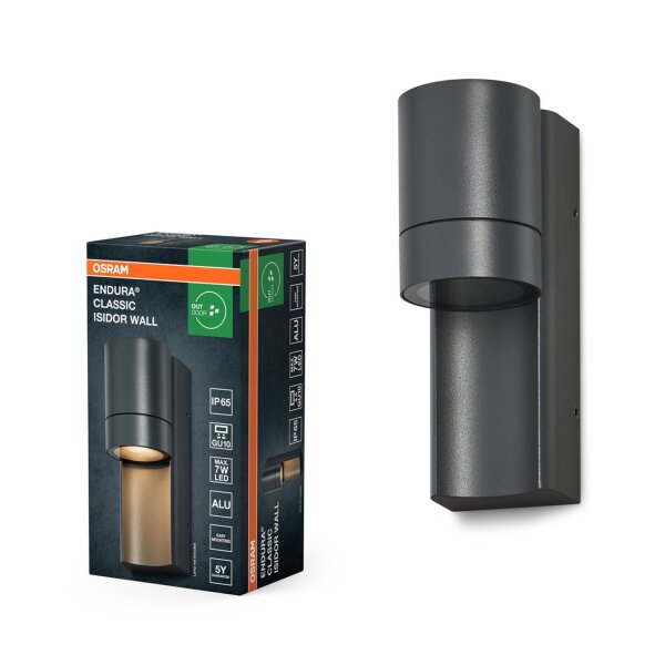 Wandlampe Dunkelgrau Aluminium IP65 GU10 L:17 cm OSRAM